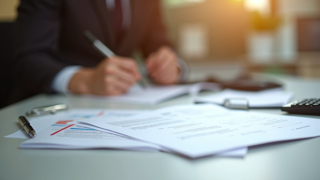 Pracovní stůl s daňovými dokumenty a kalkulačkou